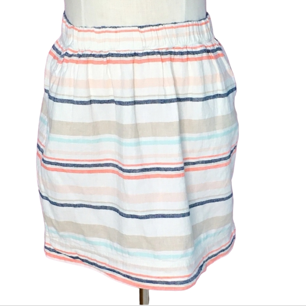 Sonoma Multicolor Striped Mini Skirt Elastic Waist Slider Pocket Size 8